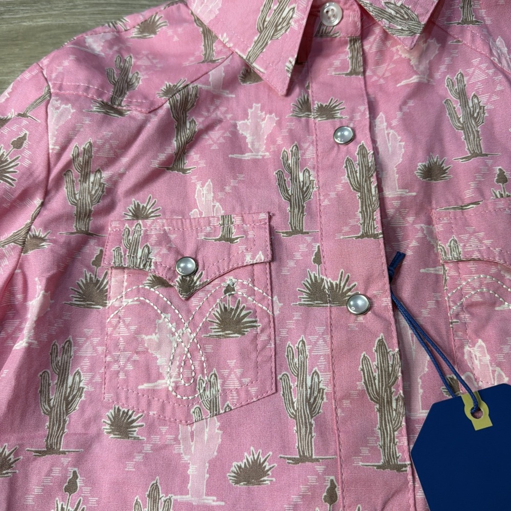 PANDLE GIRLS' CACTUS PRINT LONG SLEEVE SNAP SHIRT Size Small - Picture 2 of 7